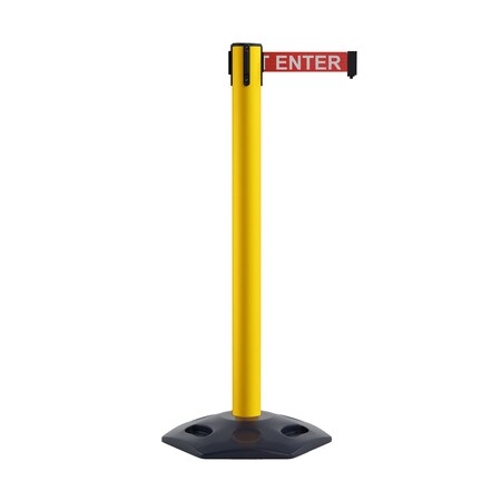 Montour Line Stanchion Belt Barrier Rubber Base Yellow Post 16ft.R. Caution Belt P660DRB-YW-CAURW-160
